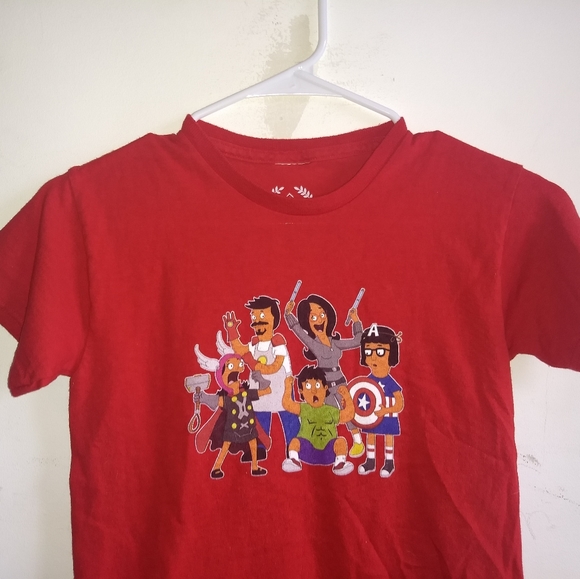 BOBS BURGERS x AVENGERS KIDS T-SHIRT -- Teepublic Funny Pop Tee Shirt -- Medium - Picture 2 of 6